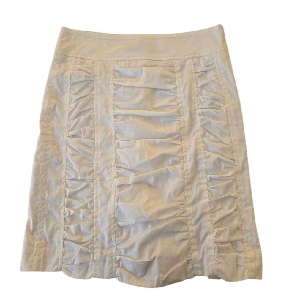 Pure Amici Womens Gathered Lined Double Full Side Zip Straight Skirt White XS